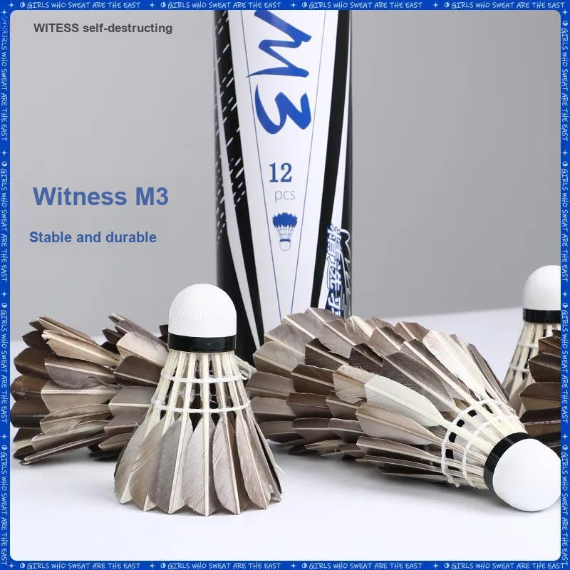 WITESS M3 12 Pack Duck Feather Amateur Training Exclusive Shuttlecocks-3