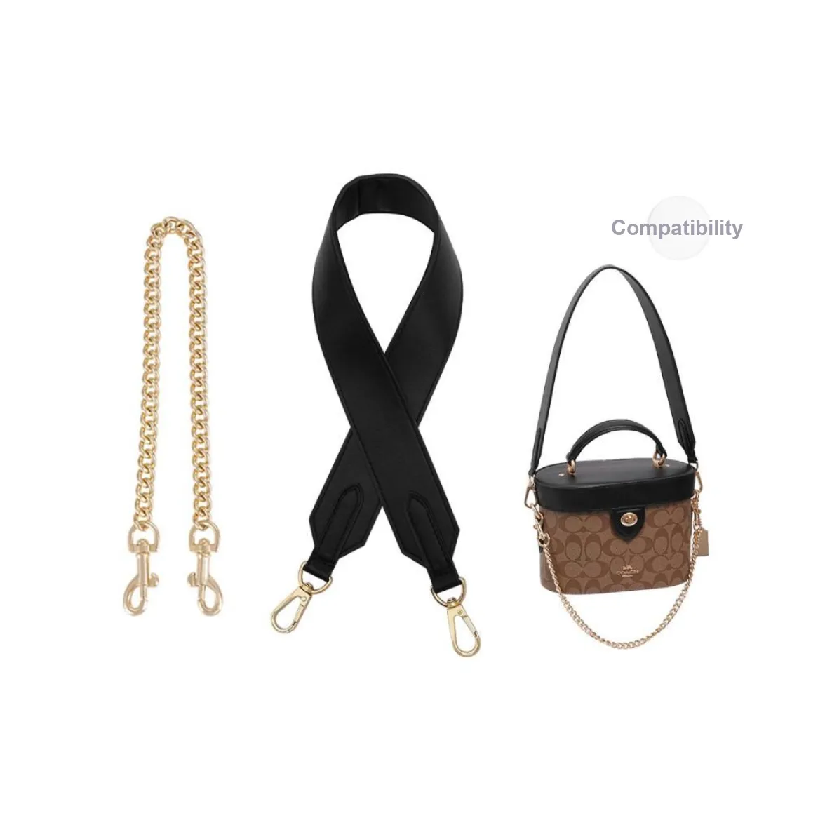 Lan Bao Fan Metal Bag Accessory Liner Women's Black/Gold Tone