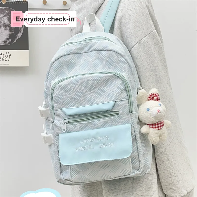 Deli Bear Nylon Backpack Regular Women's Versatile Gray \ Dreamy Purple \ Fresh Green \ Sky Blue-7