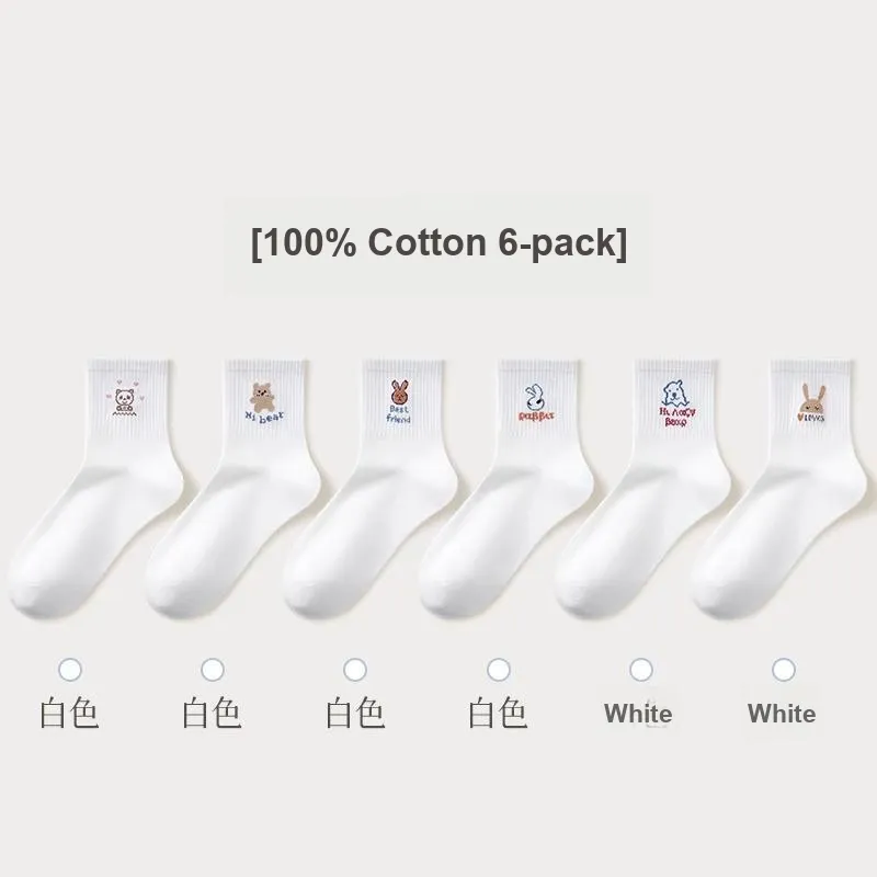 H YXIANG Mid Calf Socks Women's 6 Pack-1