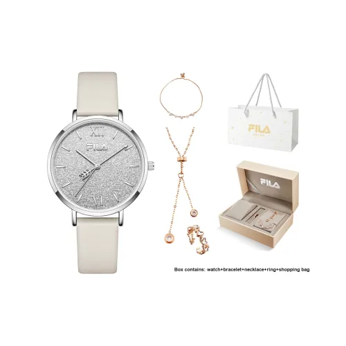 FILA Cupid's Arrow Baby's Breath Наручные часы Кварцевый механизм Кожаный ремешок Серебристый циферблат Женские часы