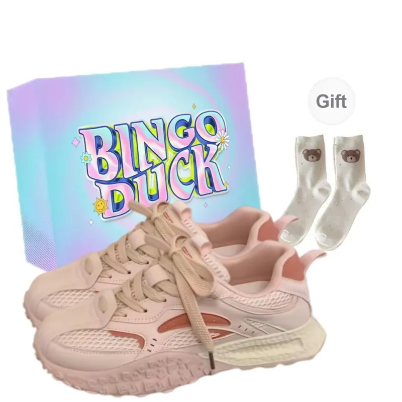 BINGO DUCK Slip Resistant Low Top Chunky Sneakers Women's-2