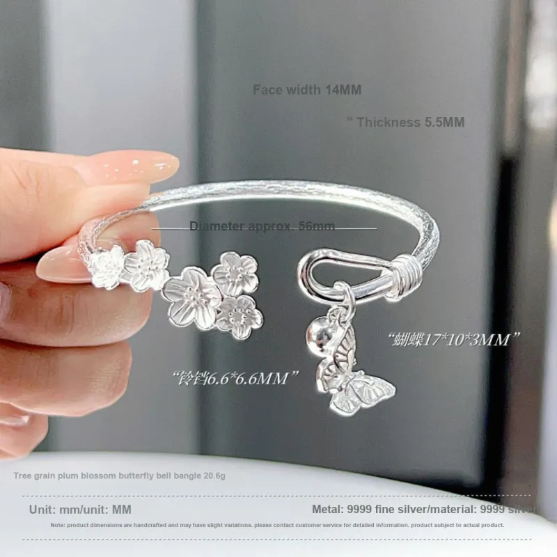 HAOYINFANG 999 Fine Silver Bangles Women's-1