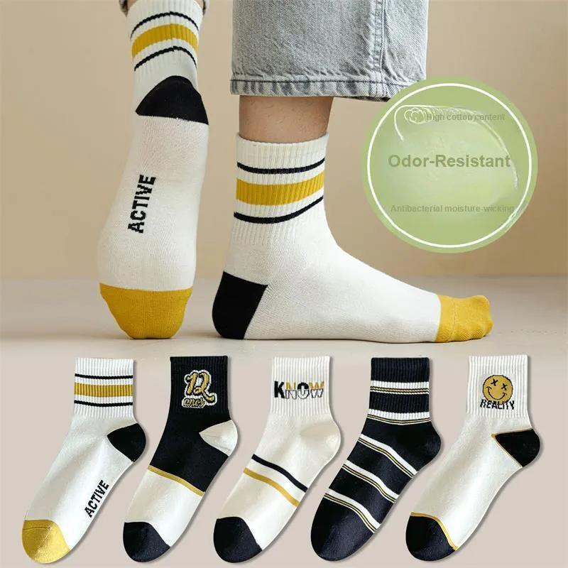 MANCHU Mid Calf Socks Men's 5 Pack Mixed Color-1