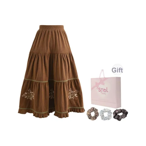 SNBL Коричневый Женские Повседневные Длинные Юбки