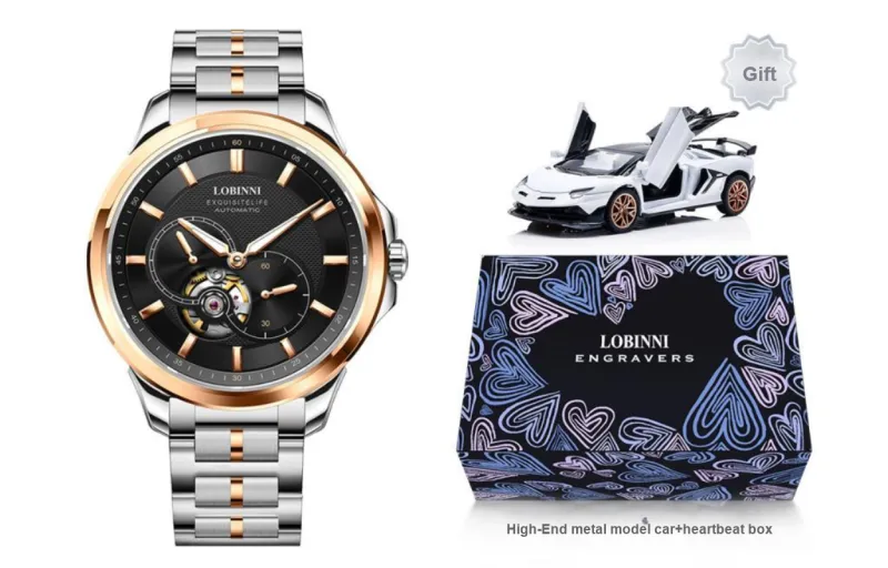 LOBINNI L Automatic Mechanical Movement Genuine Leather Strap Watch Men's Watches Silver Dial-27