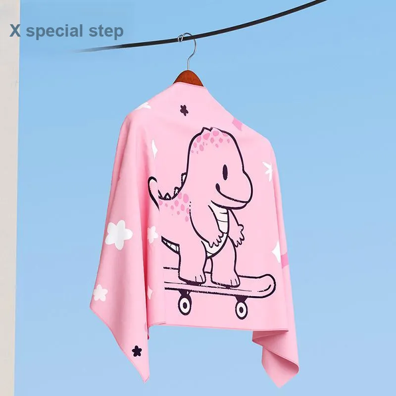 XTEP Pink Dinosaur Cartoon Bath Towels, Quick Dry And Absorbent Kids'-2