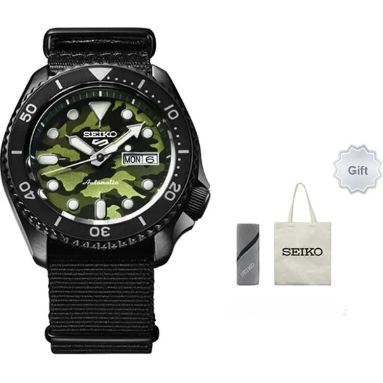 SEIKO Series 5 Mechanical Movement Nylon Strap Watch Men's Watch Green Dial
