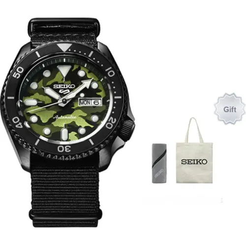 SEIKO Series 5 Mechanical Movement Nylon Strap Watch Men's Watch Green Dial