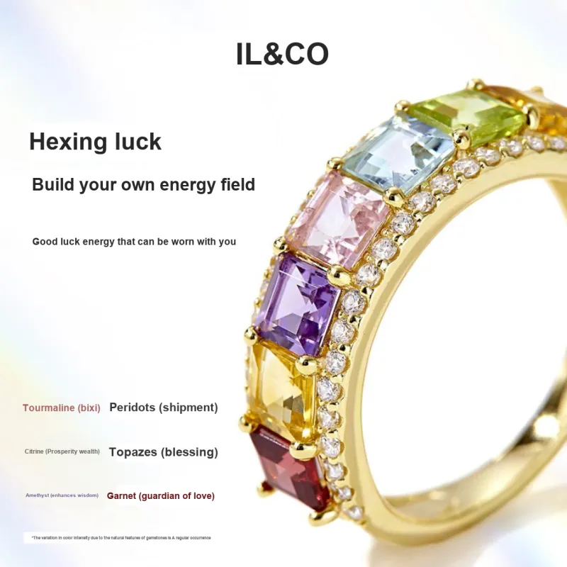 IL&CO. Natural Colored Gemstones Rings Women's-2