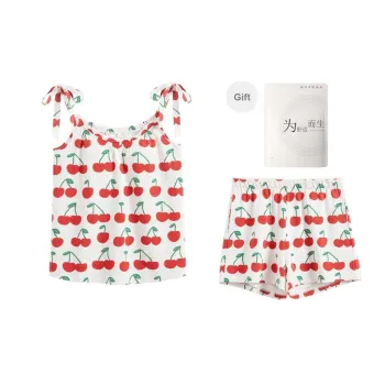 Red Beans At Home Pajama Set Women's Shopping Bag Ecru