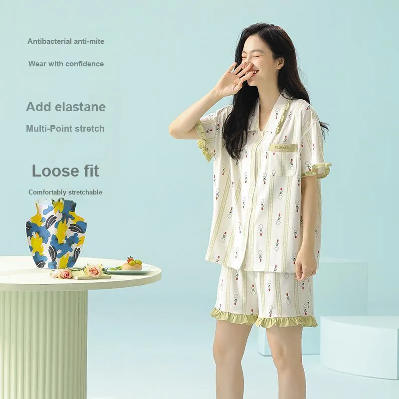 XIAFENYAN Pajama Set Women's Green-2