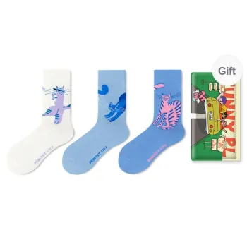 PL Mid Calf Socks Unisex Shopping Bag 3 Pack Mixed Color