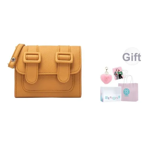 MERIMIES PVC Почтовая сумка Бананка Сумка через плечо Мини Женская Горчично-желтая