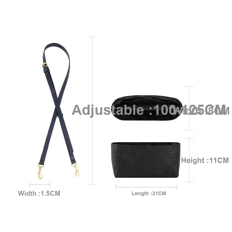 Cow Leather Bag Strap Accessory Bag Women's Dark Blue-6