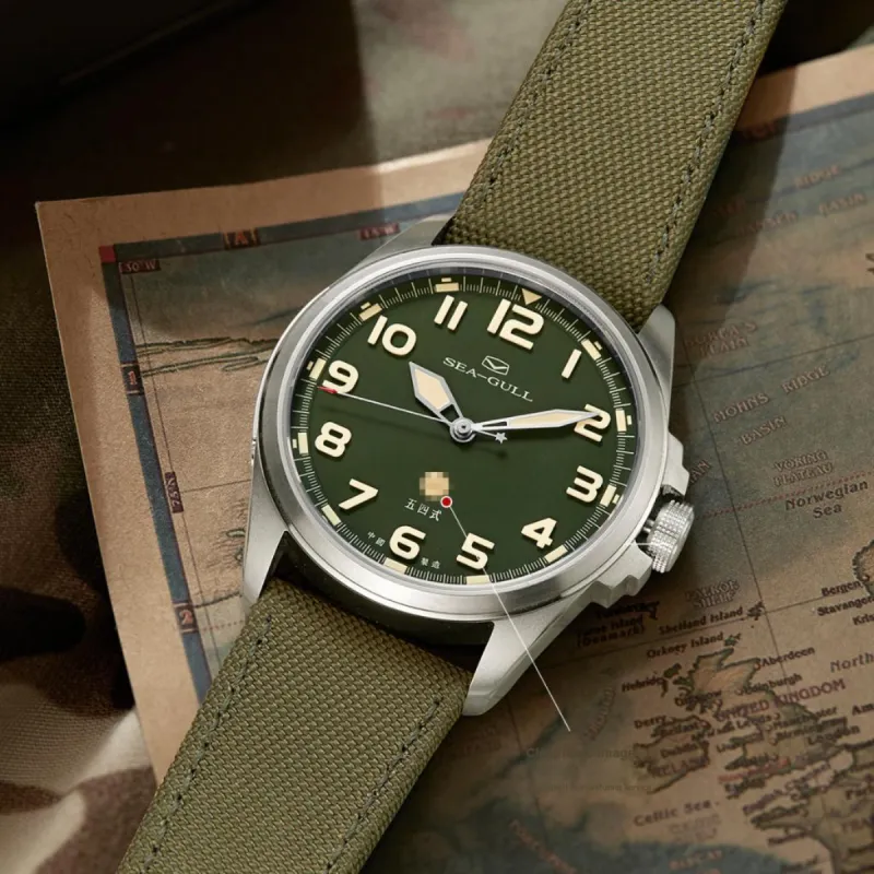 Sea Gull Automatic Mechanical Movement Canvas Strap Watch Men's Watches Green Dial-6