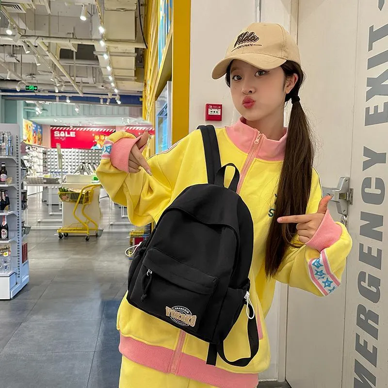 Travel Nylon Backpack Regular Unisex Black/Ecru/Red/Pink/Light Blue-9