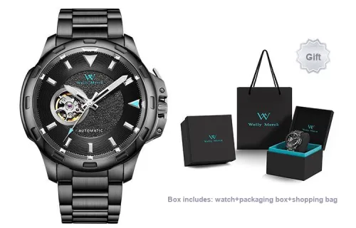 Welly Merck Automatic Mechanical Movement Men's Watches Chinese Watches Cut-Out Dial