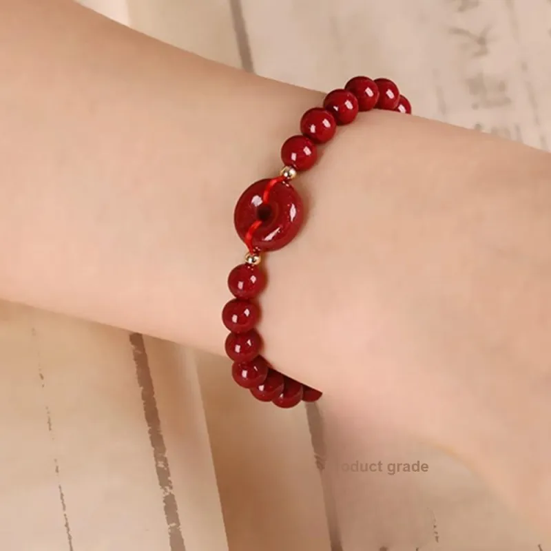 JKEM Cinnabar Jade Bracelets Women's-5