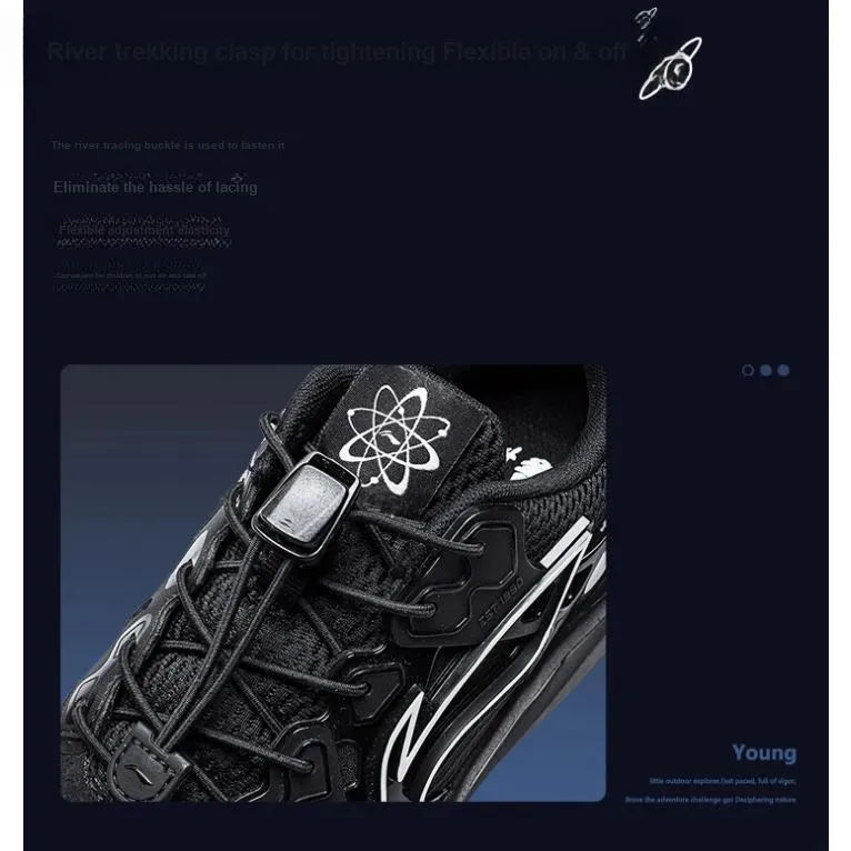 LINING YOUNG Sports Life Collection Anti Slip Wear Resistant Low Top Kids' Running Shoes Black Teenagers-2