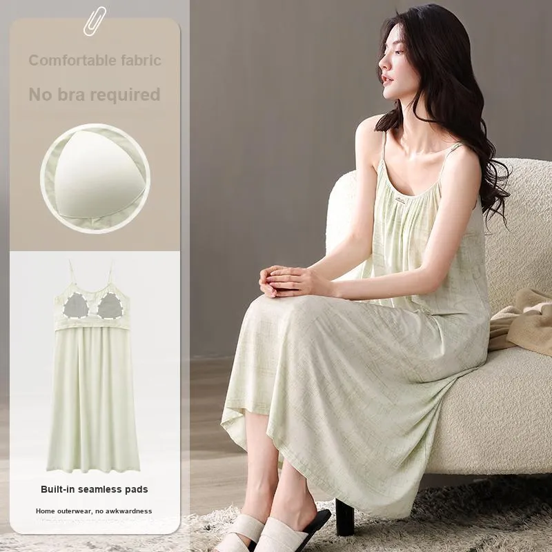 XIAFENYAN Nightgown Women's Green-1