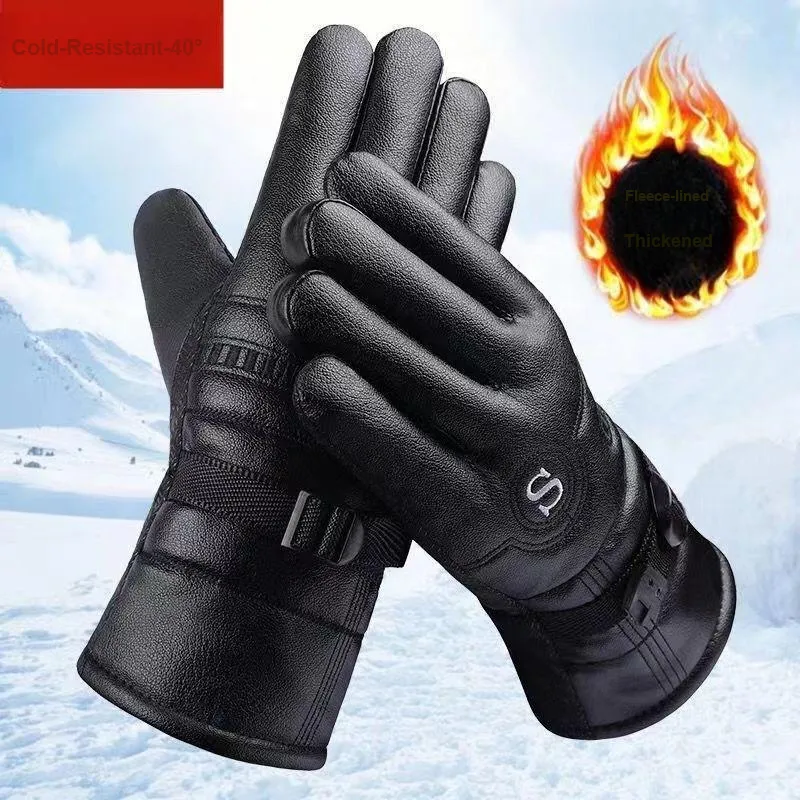 TANLU Riding Equipment Glove Outdoor Unisex Leather Black-3