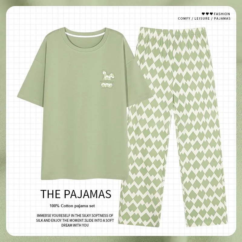 The Story Of The Flower Season Pajama Set Women's Yellow Green-1