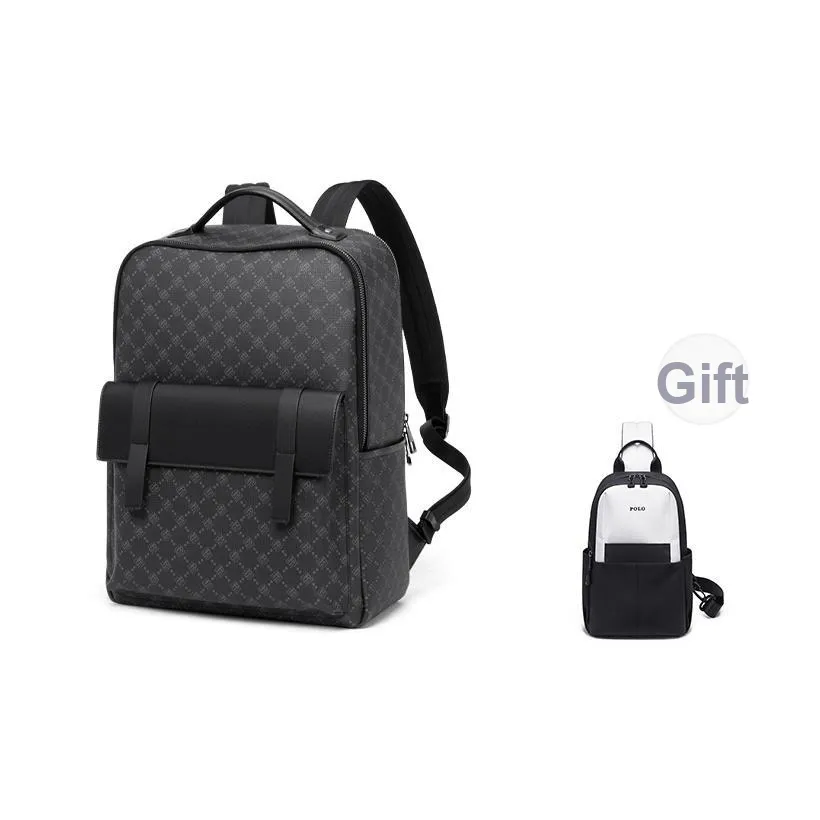 POLO PVC Синтетическая кожа Рюкзак Большой Мужской Черный