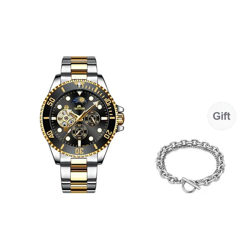 LIBER AEDON Automatic Mechanical Movement White Dial Men's Watches-12