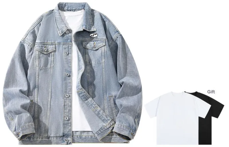 A.X.S.K Denim Jacket Unisex Comes With Short Sleeved Shirt-12