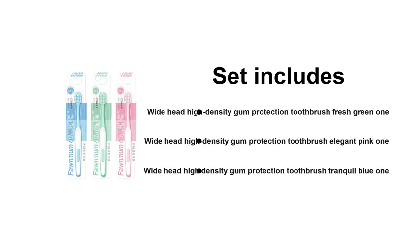 FAWNMUM Wide Head High Density Gum Protection Toothbrushes Cleaning 3 Pcs-0
