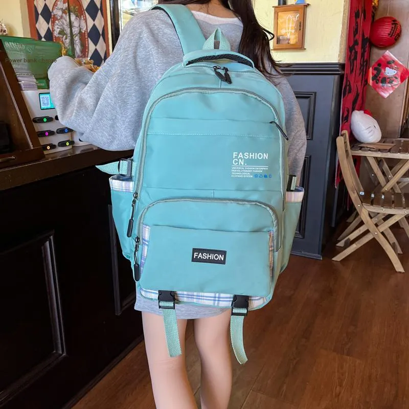 Dusen Kangaroo Nylon Backpack Unisex Black/Pink/Red/Green/Blue-19