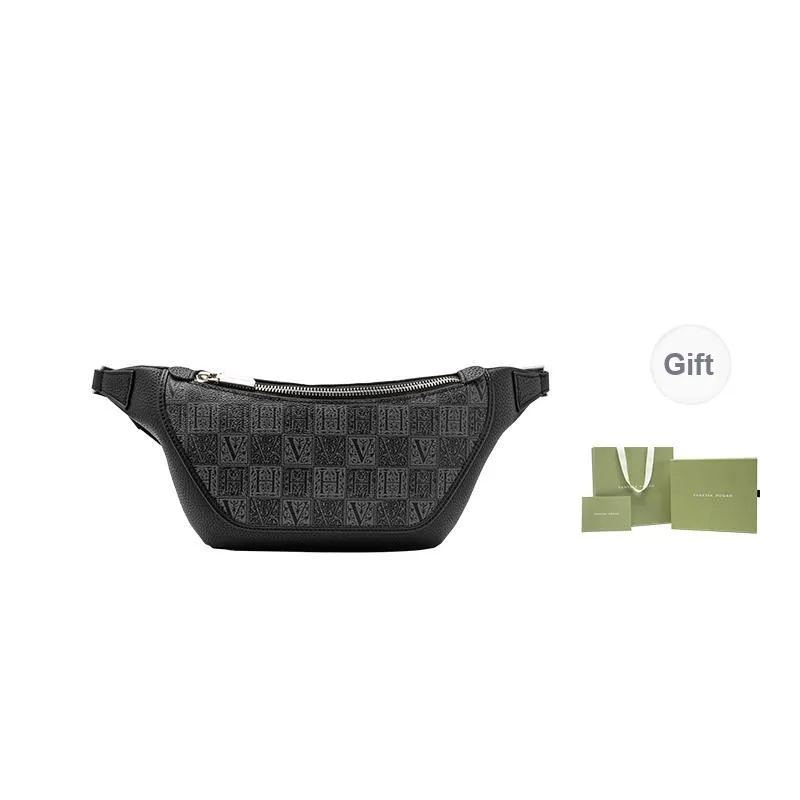 VANESSA HOGAN Monogram Cow Leather Shoulder Bags Sling Bags Medium Size Men's Black-6
