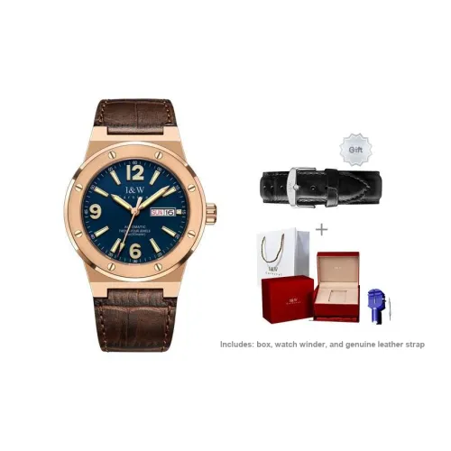 I&W CARNIVAL HWGUOJI Automatic Mechanical Movement Genuine Leather Strap Chinese Watches Men's Watches Black Dial