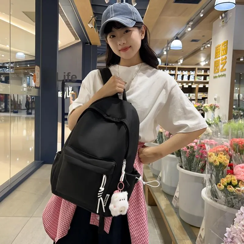 LUVISTRUE Nylon Backpack Unisex Black/Yellow/Orange/Green/White/Pink-1