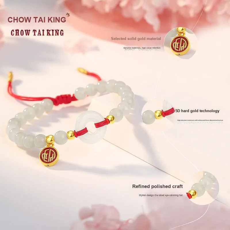 CHOW TAI KING Hetian Jade Bracelets White Jade/Pale Greenish White Jade Women's-2