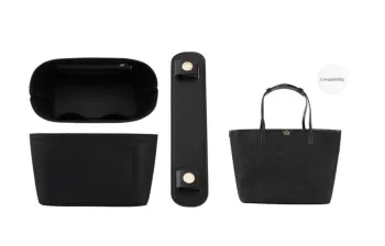 Lan Bao Fan Felt, Microfiber Liner, Shoulder Pad Bag Women's Black