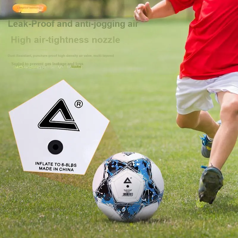 PEAK Size 5 Soccer PVC Machine Stitched Soccer Ball Unisex White Blue Black-5