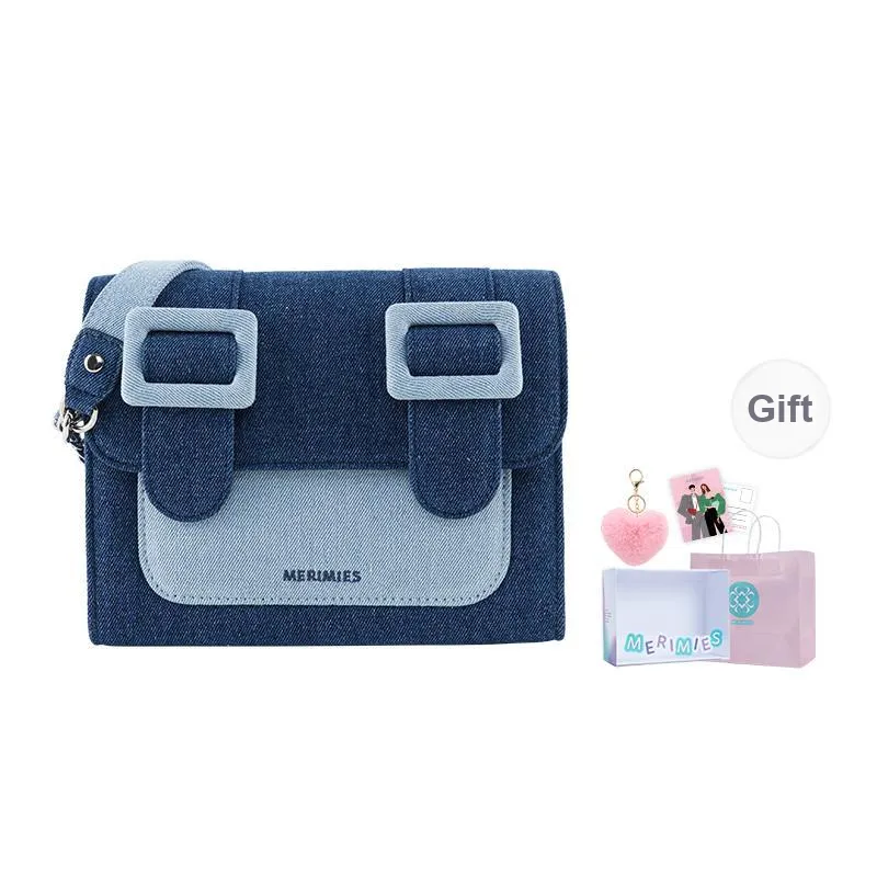 MERIMIES Denim Bags Niche Design Sensibility Shoulder Bag Crossbody Bag Medium Size Women's Blue-0