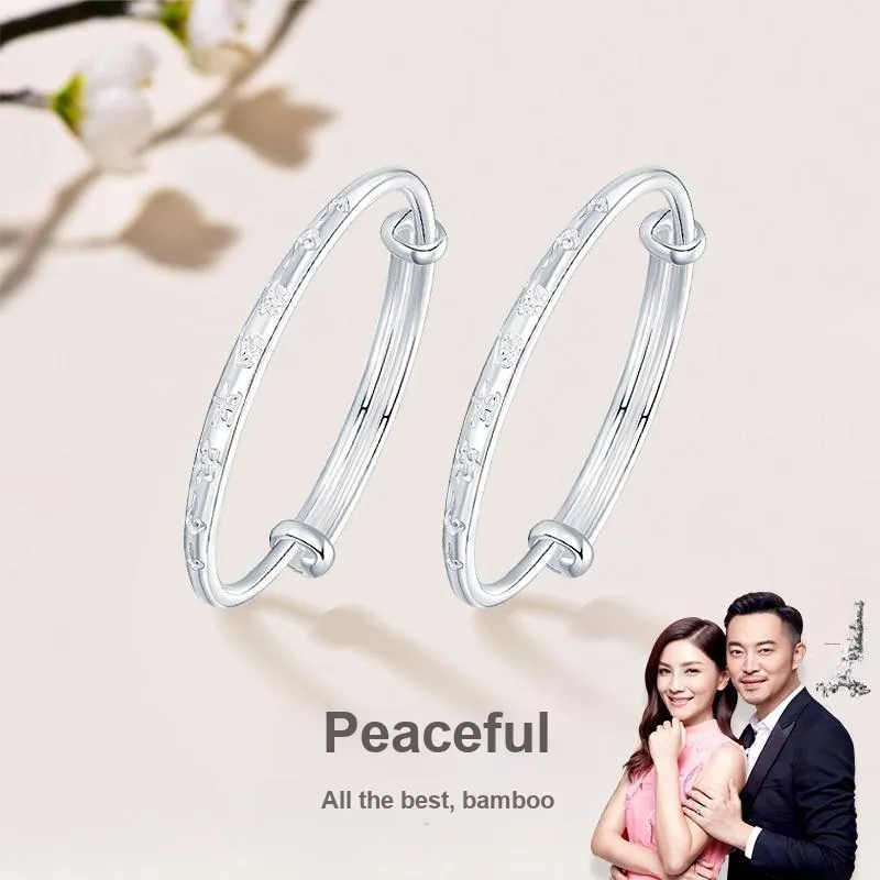 JINLIUFUJIXIANG 999 Fine Silver Bangles Kids'-2