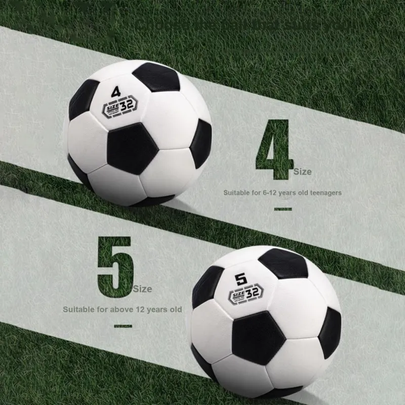 PEAK Size 4 Soccer PVC Machine Stitched Soccer Ball Unisex Black White-5