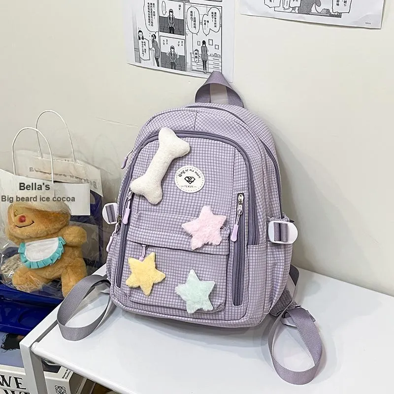 Yalu Nylon Backpack Women's White/Gray/Purple/Green/Yellow-11