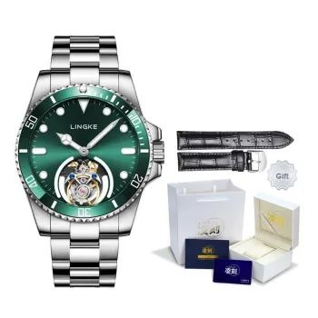 LINGKE Automatic Mechanical Movement Watch Men's Watches Green Dial