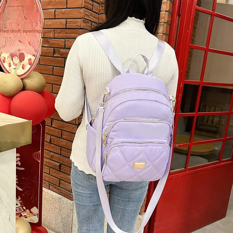 Yalu Oxford Backpack Regular Women's Silver/Black/Pink/Violet/Apricot-20