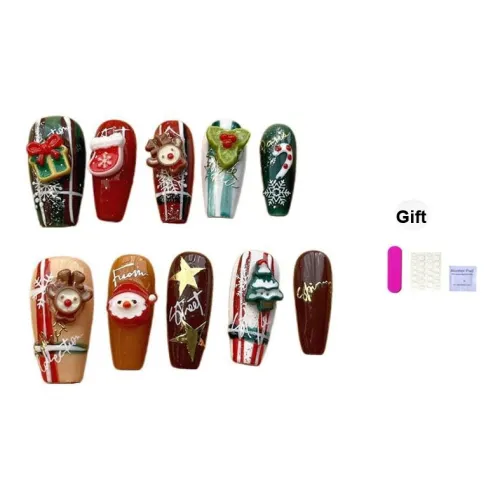 XIBI Осень и зима Осветляющий Handcrafted False Nail Trapezoidal Коричневый Jump Цвет Милый