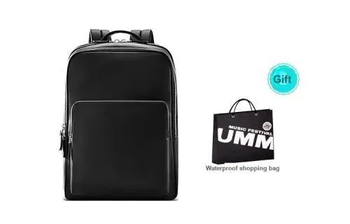 UMM Leather Travel Bag Laptop Bag Backpack Medium Size Unisex Black