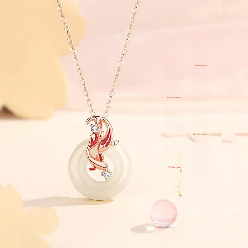 Long Fu Necklaces White Jade/Pale Greenish White Jade Women's-1