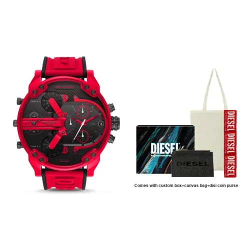 DIESEL Мужские часы Кварцевый механизм Силиконовый ремешок 57 мм Черный циферблат