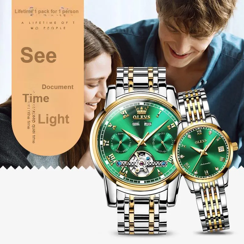 OLEVS Heart-to-Heart Knot Collection Mechanical Movement Stainless Steel Watchband Watch Unisex White Dial-7