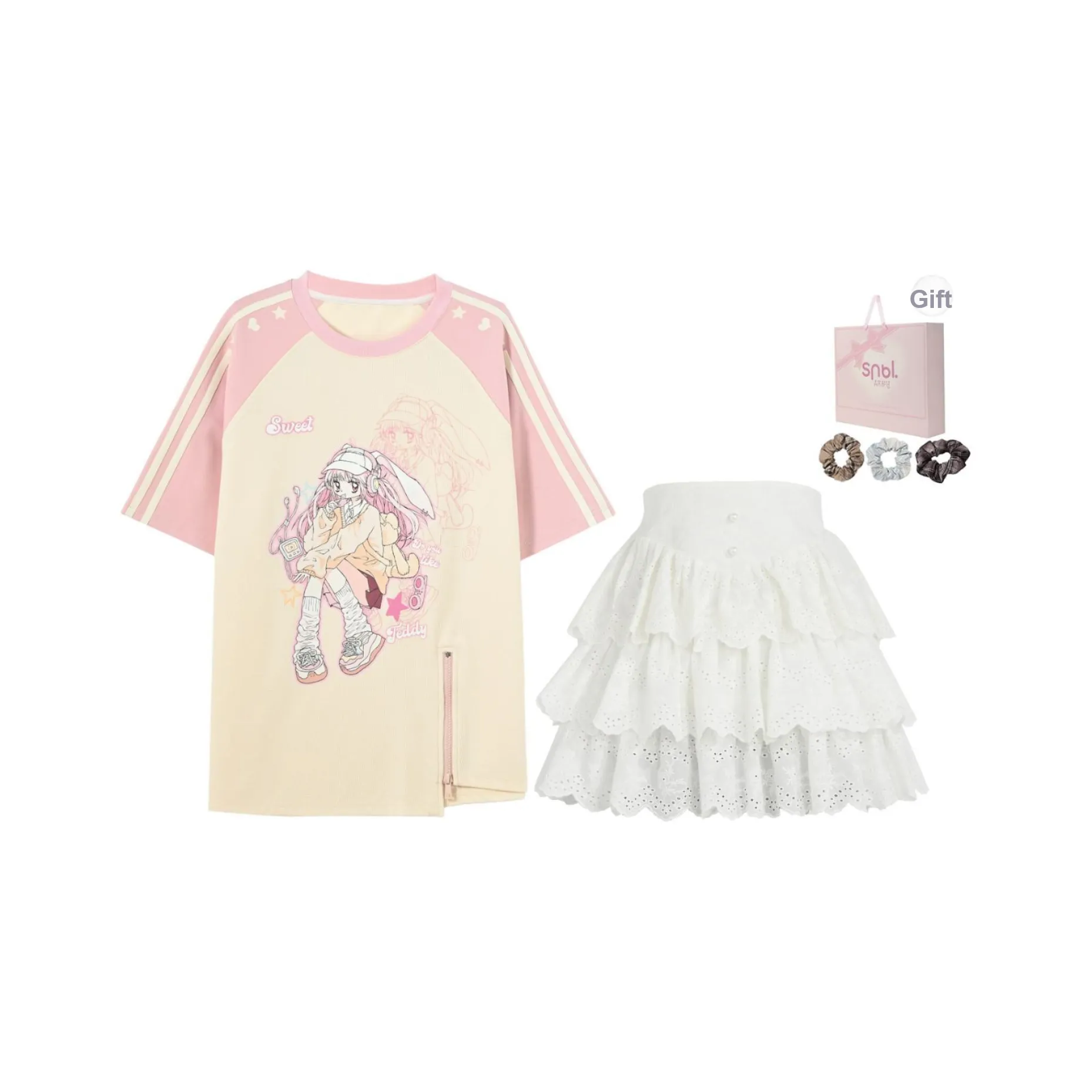 SNBL Комплект с юбкой Женская Желтый топ Белая юбка